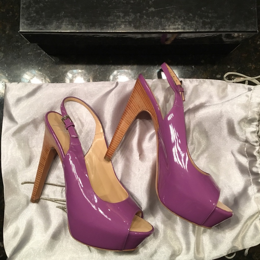 Giuseppe Zanotti Purple Patent Leather Sling Back